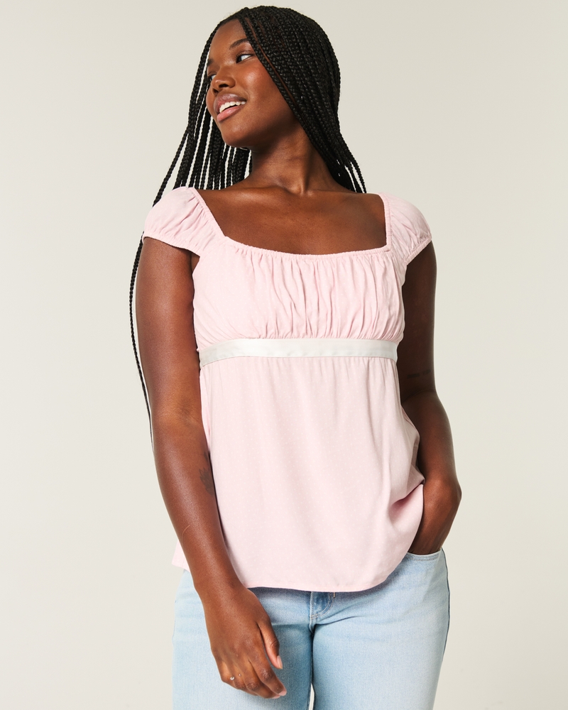 lässiges locker sitzendes babydoll-top aus satinband