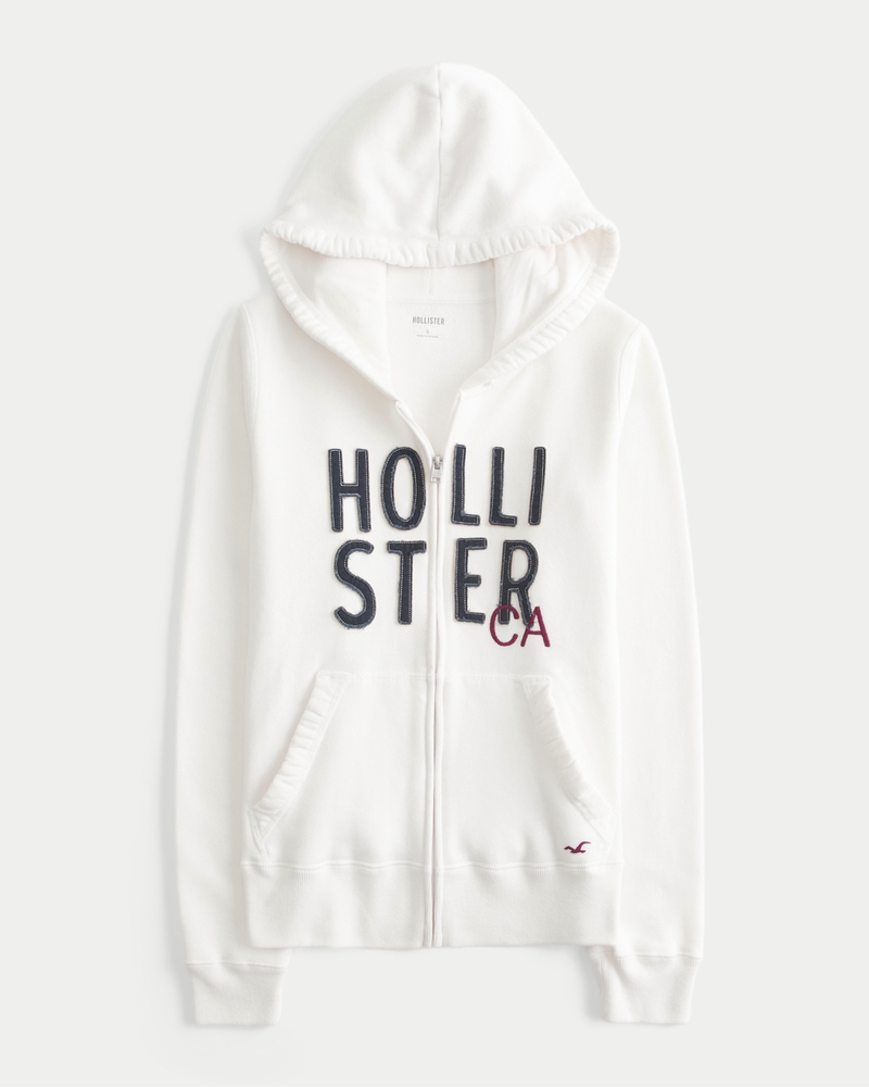 kapuzenpullover mit logomuster und reißverschluss