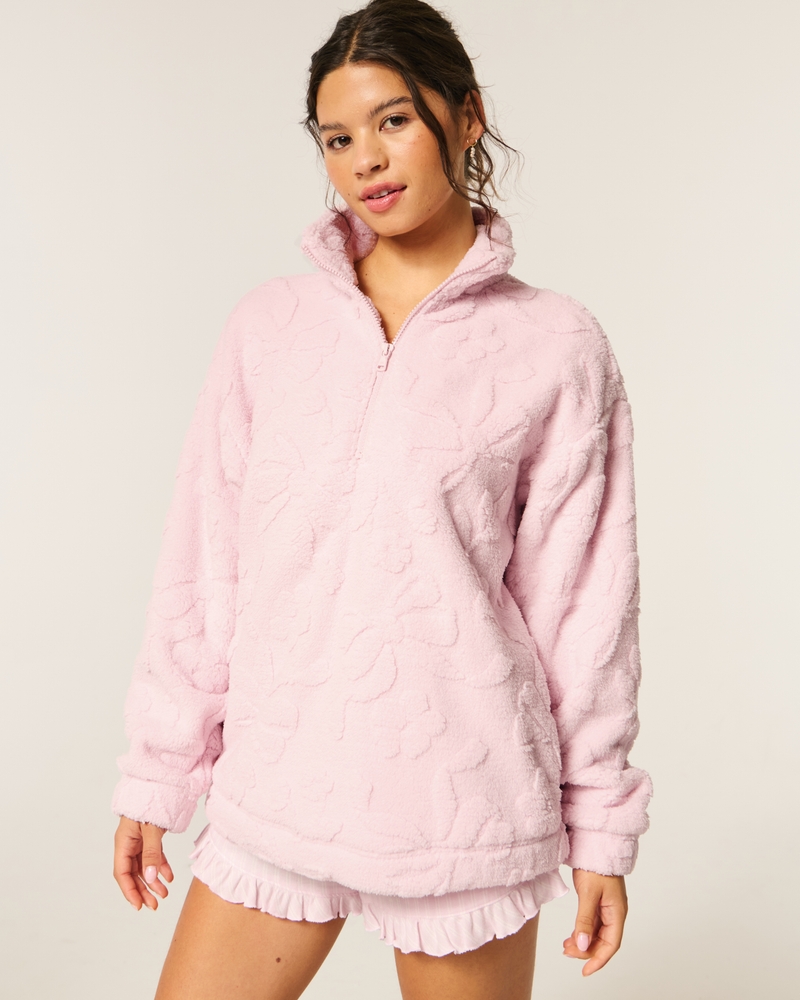gilly hicks fleece-sweatshirt mit viertelreißverschluss