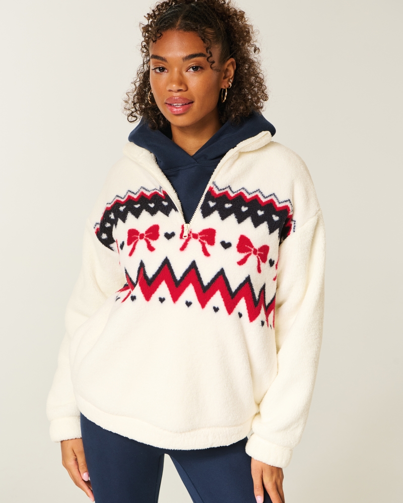 gilly hicks fleece-sweatshirt mit viertelreißverschluss
