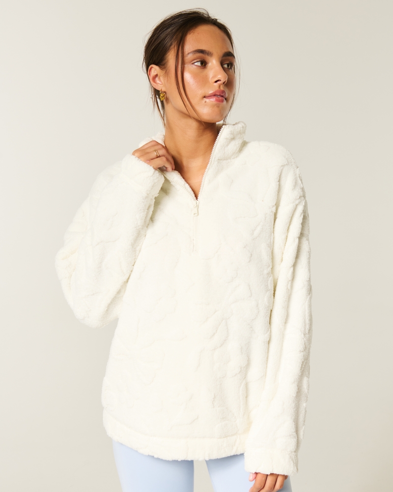 gilly hicks fleece-sweatshirt mit viertelreißverschluss
