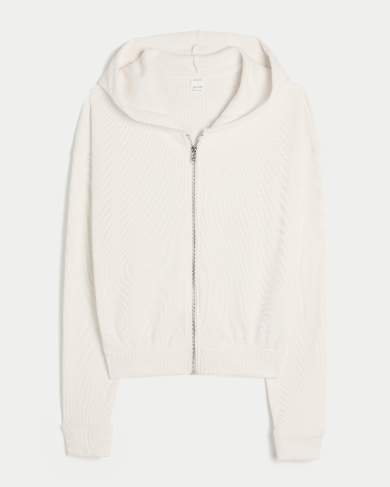 gilly hicks always comfortable waffelstrick-kapuzenjacke mit reißverschluss