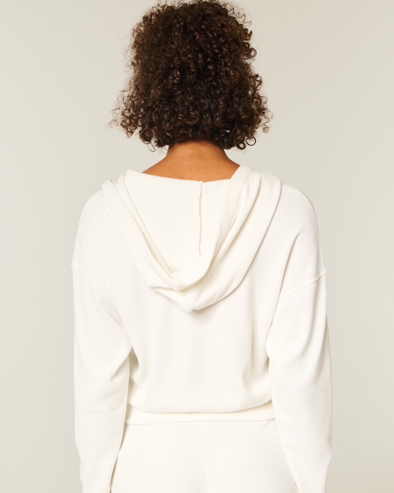 gilly hicks always comfortable waffelstrick-kapuzenjacke mit reißverschluss