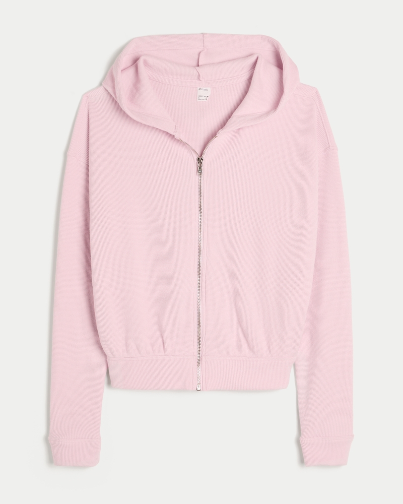 gilly hicks always comfortable waffelstrick-kapuzenjacke mit reißverschluss