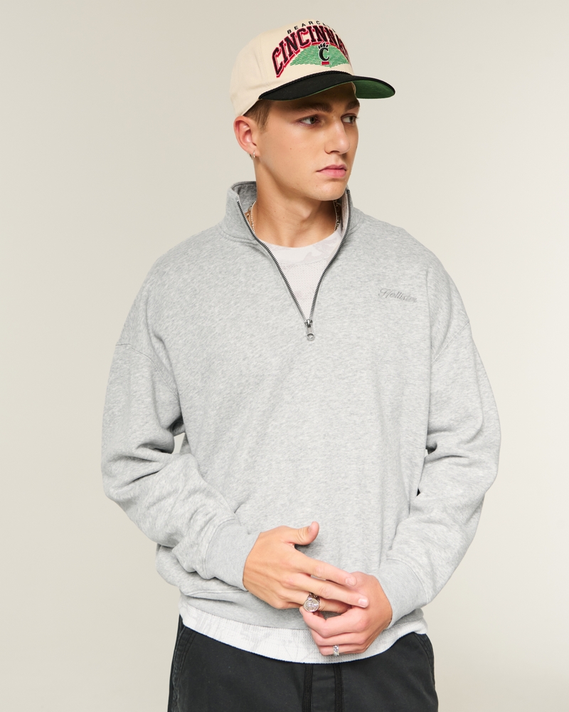 quadratisches logo-sweatshirt mit viertelreißverschluss