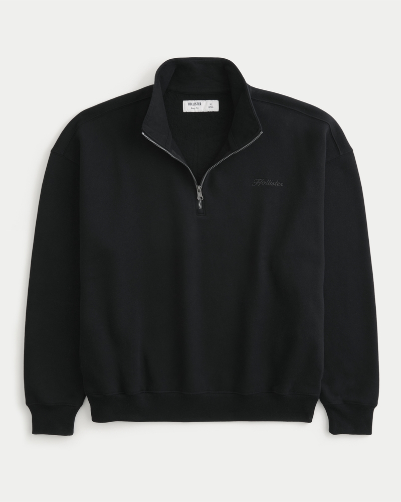 quadratisches logo-sweatshirt mit viertelreißverschluss