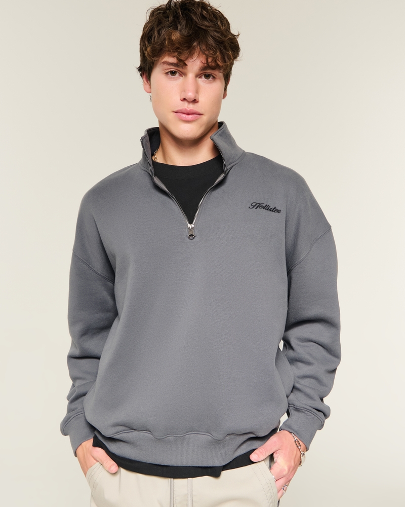quadratisches logo-sweatshirt mit viertelreißverschluss