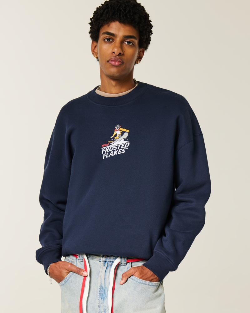 kelloggs sweatshirt mit zuckerchip-muster quadratischer passform und rundhalsausschnitt