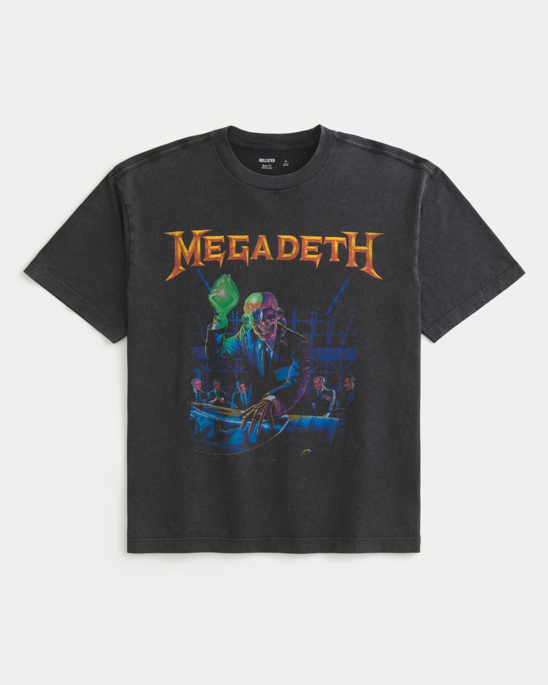 megadeth tour grafik-t-shirt mit quadratischer passform
