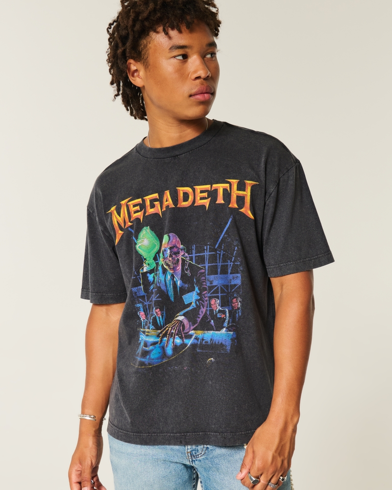 megadeth tour grafik-t-shirt mit quadratischer passform