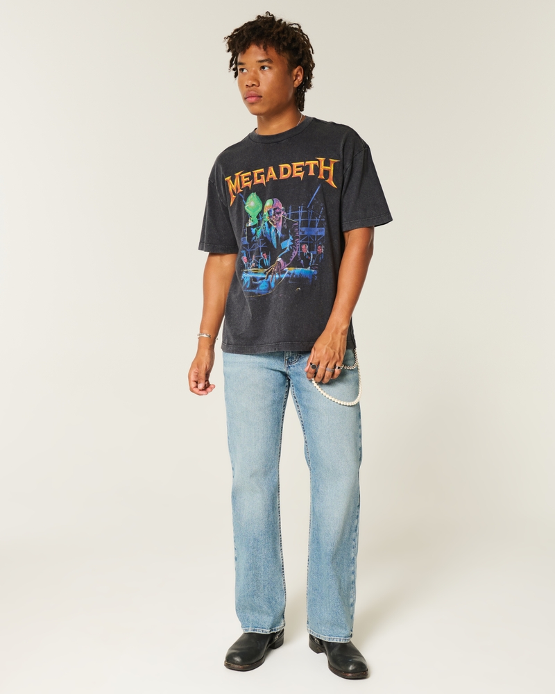megadeth tour grafik-t-shirt mit quadratischer passform