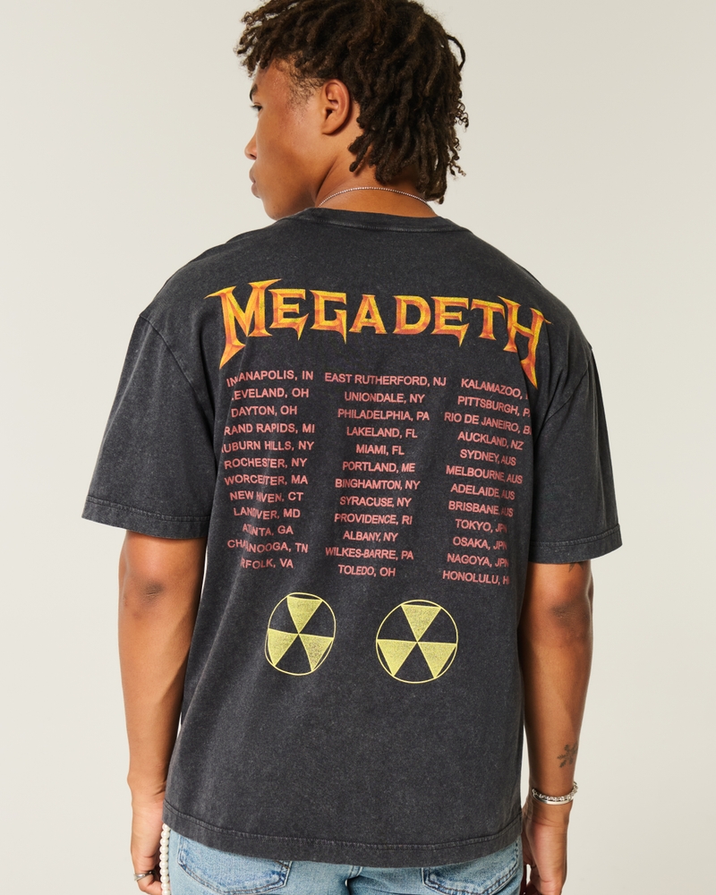 megadeth tour grafik-t-shirt mit quadratischer passform