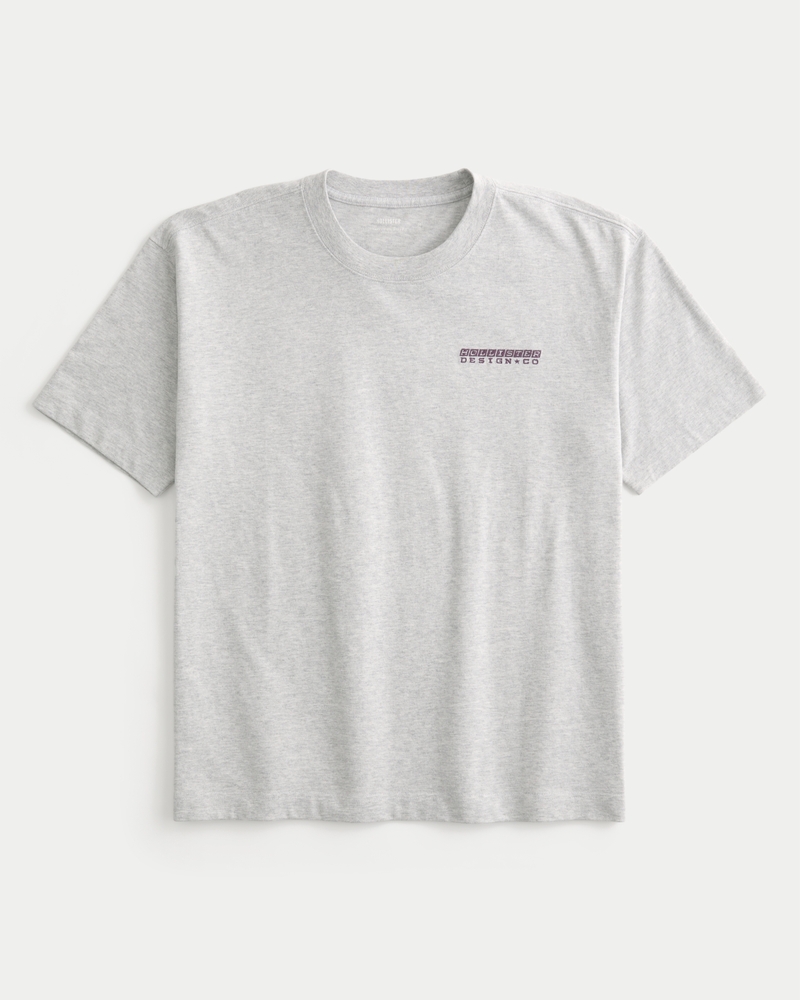dickes quadratisch geschnittenes t-shirt mit rundhalsausschnitt und logo