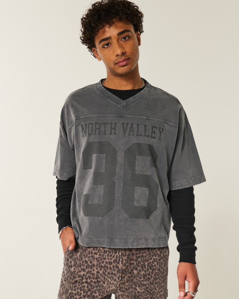hochwertiges locker sitzendes kurzärmeliges fußballtrikot im preppy-stil mit muster