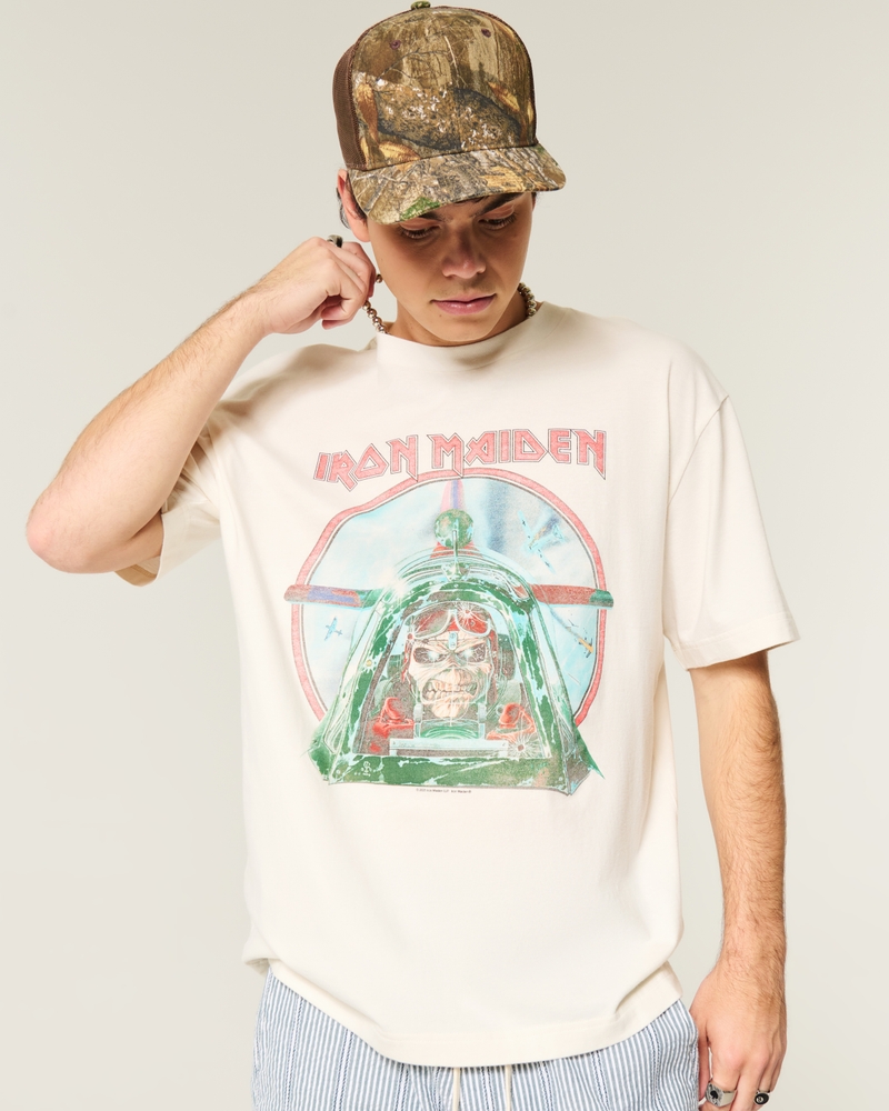 iron maiden grafik-t-shirt mit quadratischer passform