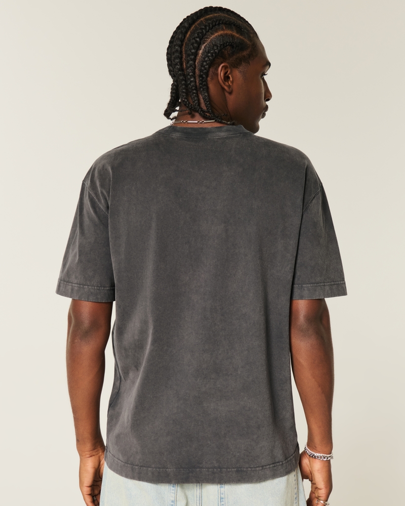 quadratisch geschnittenes schweres t-shirt mit oahu-muster