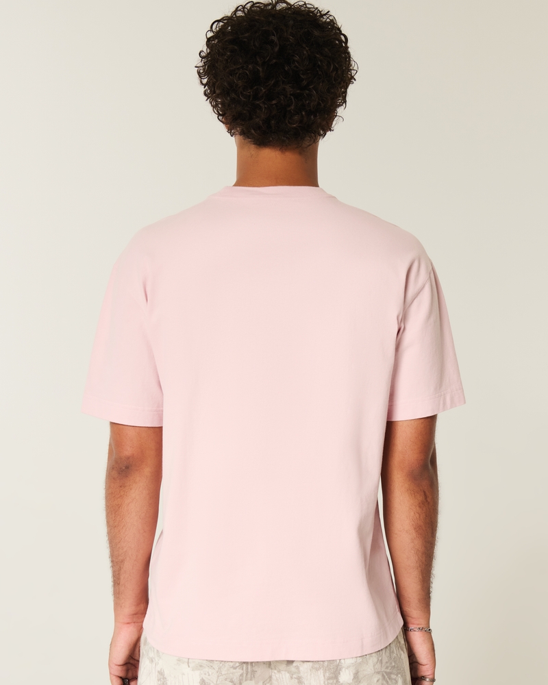 quadratisch geschnittenes schweres t-shirt mit oahu-muster