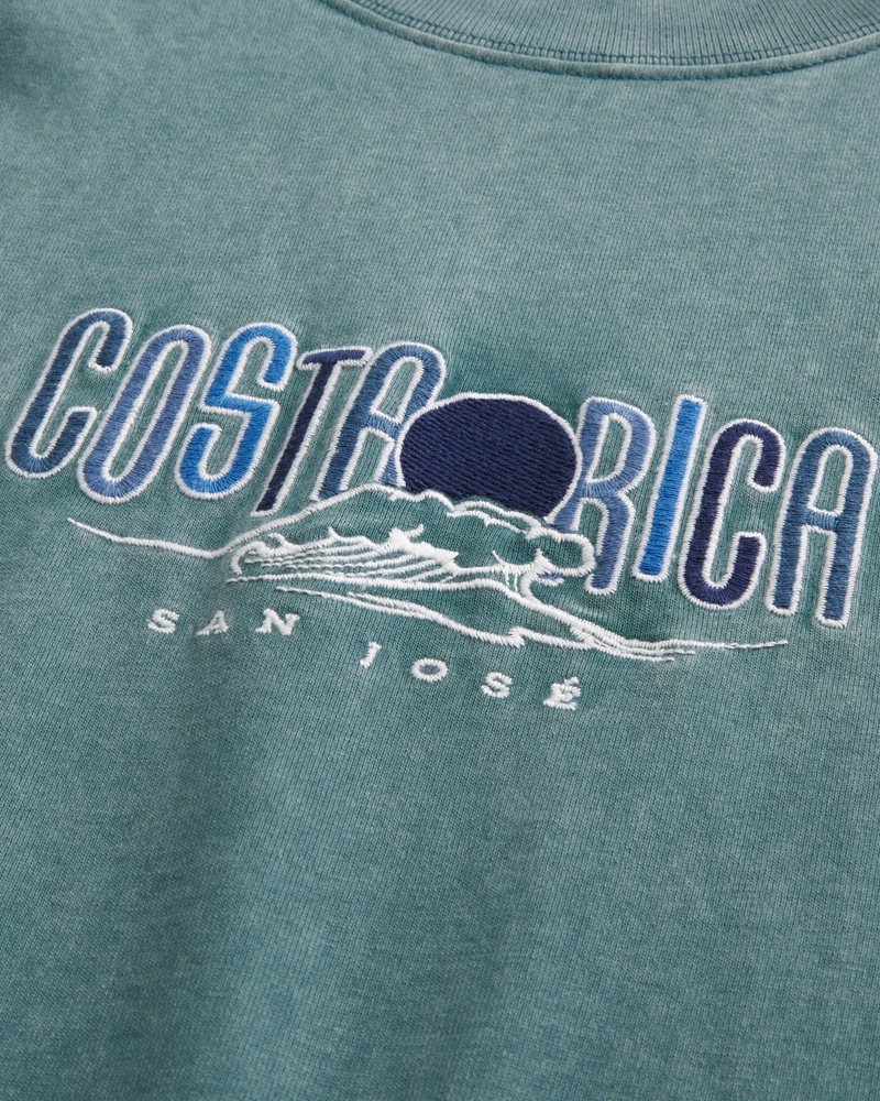 quadratisch geschnittenes schweres t-shirt mit oahu-muster