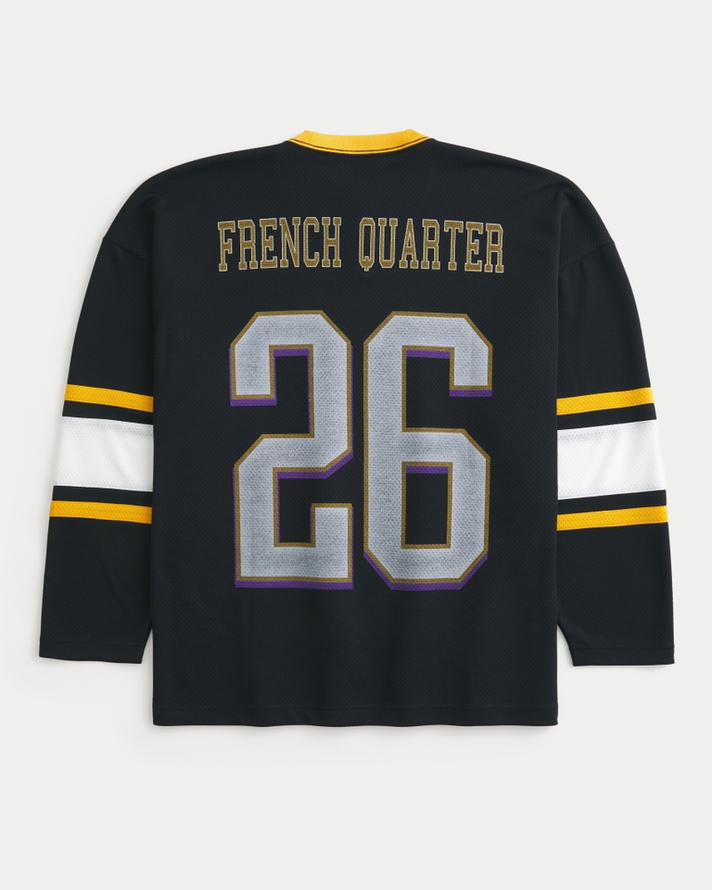 locker sitzendes eishockeytrikot im new-orleans-muster