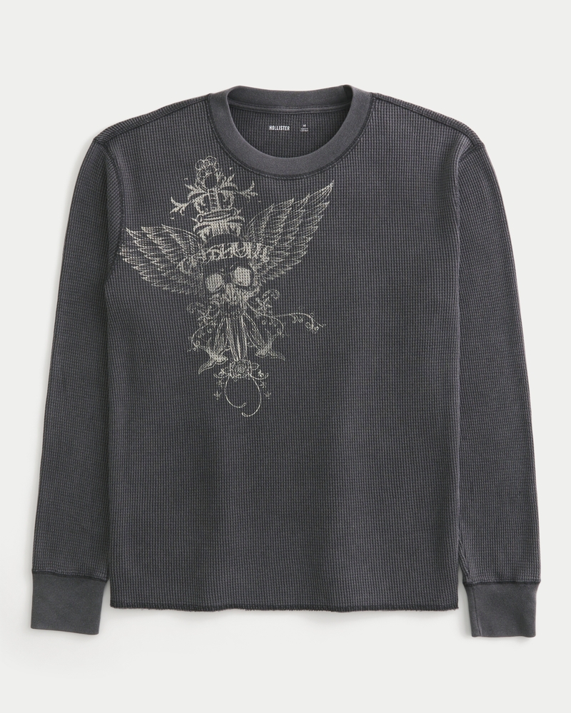 warmes shirt mit graffiti-muster und rundhalsausschnitt
