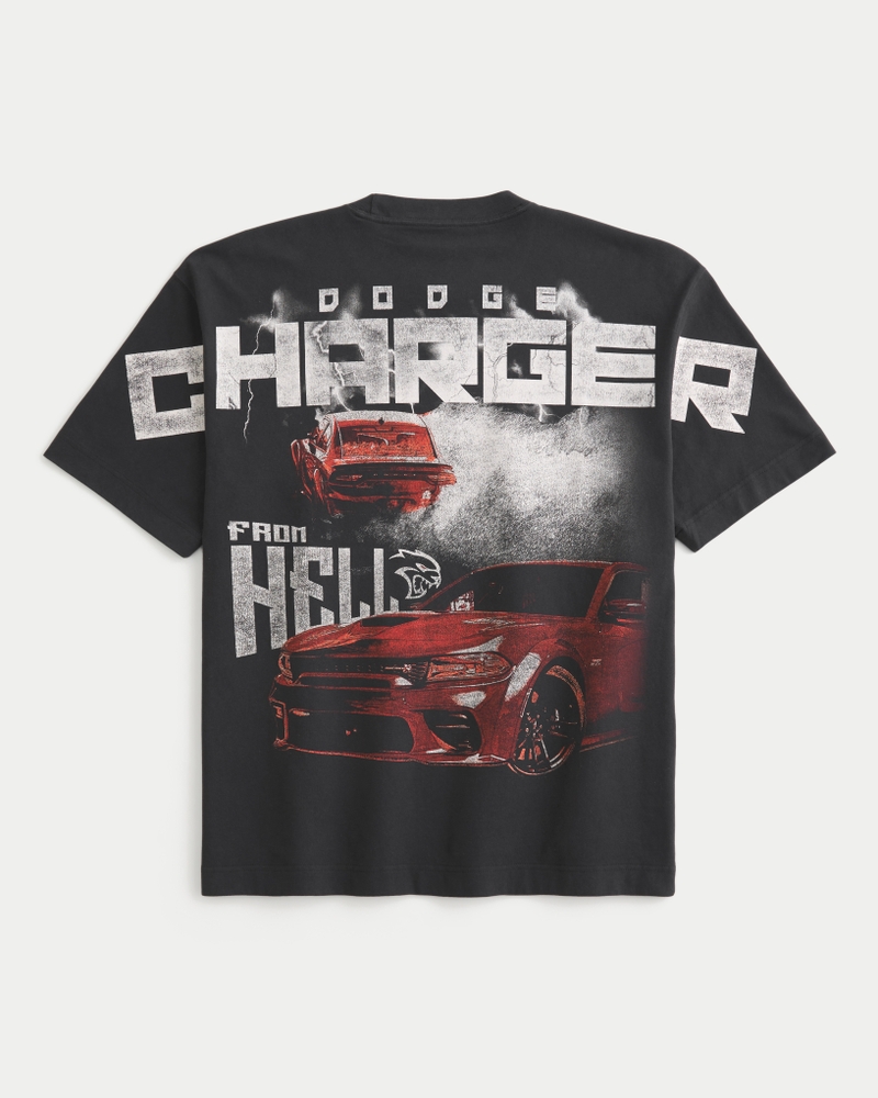 dodge charger daytona grafik-t-shirt mit quadratischer passform schweres material
