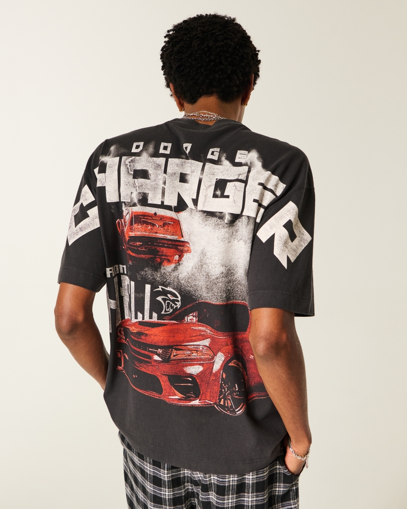 dodge charger daytona grafik-t-shirt mit quadratischer passform schweres material