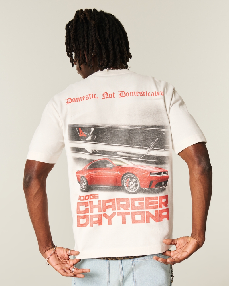 dodge charger daytona grafik-t-shirt mit quadratischer passform schweres material