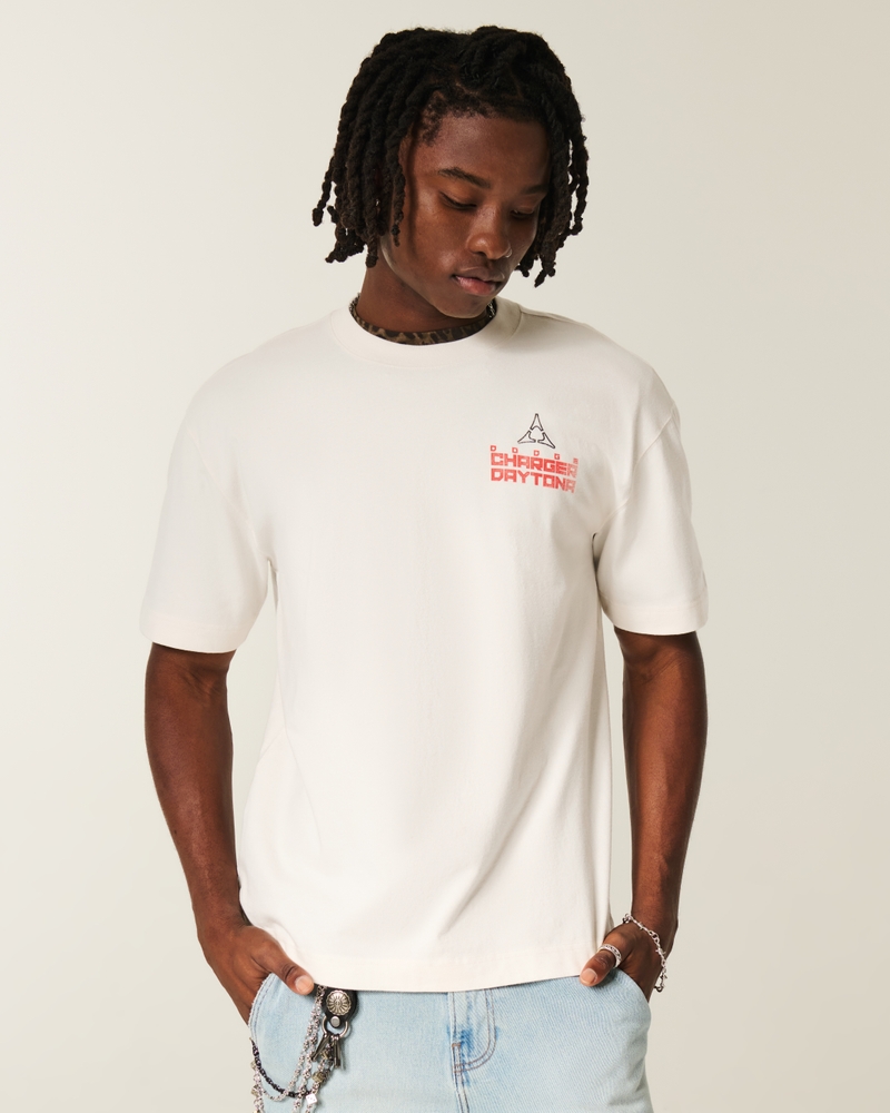 dodge charger hellcat grafik-t-shirt mit quadratischer passform schweres material