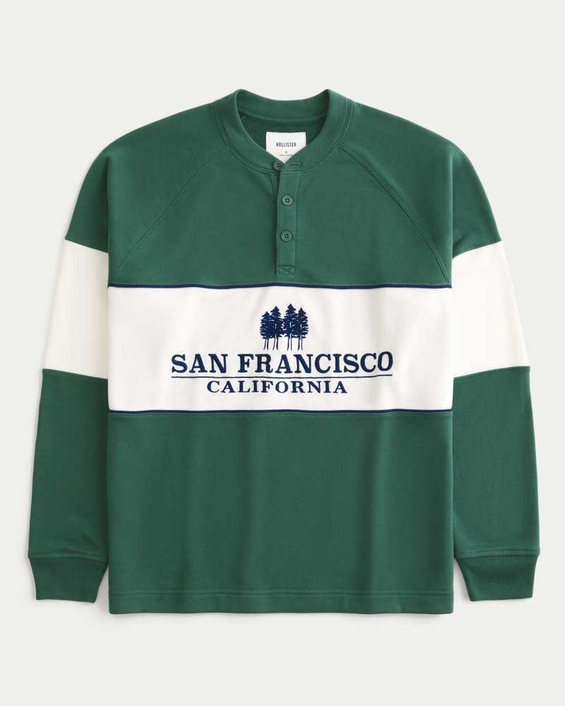 fleece-henley-top mit colorado-muster