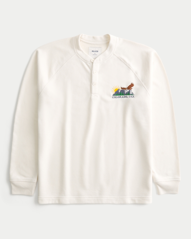 fleece-henley-top mit colorado-muster