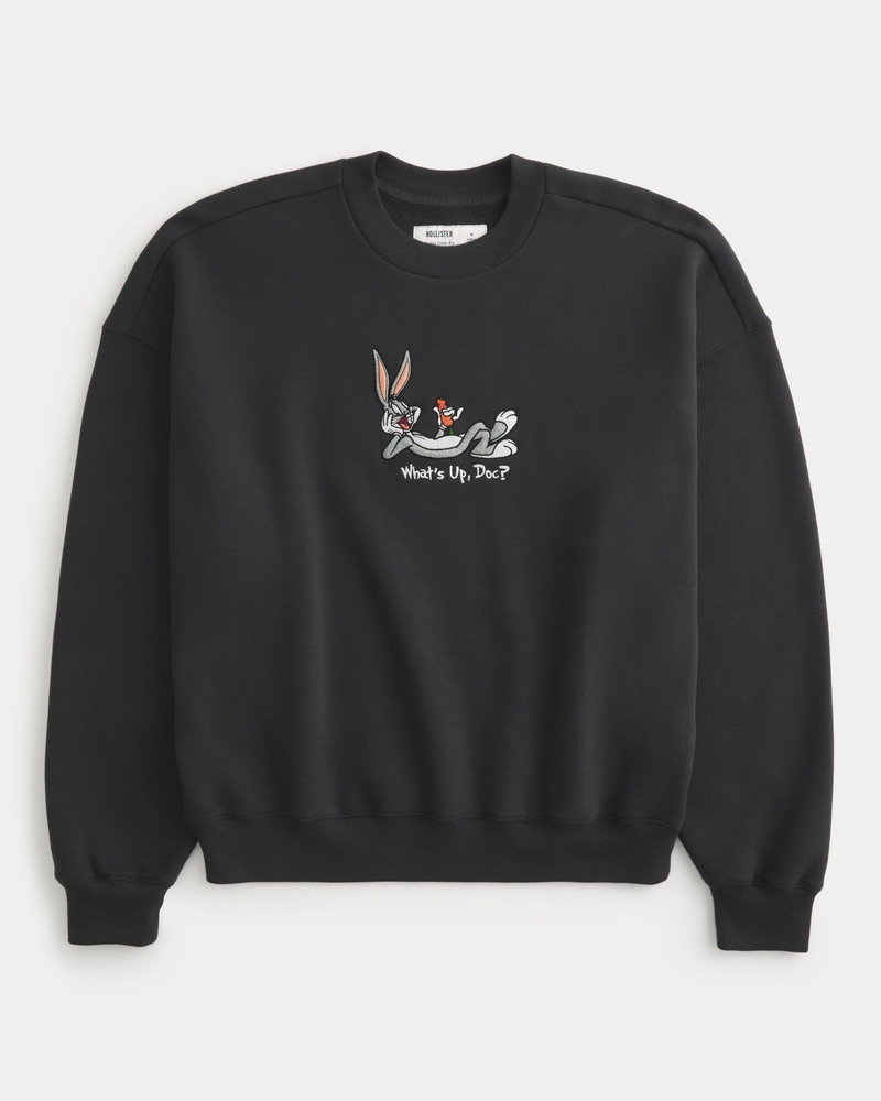 locker sitzendes sweatshirt mit gürtel und rundhalsausschnitt mit hasenmuster