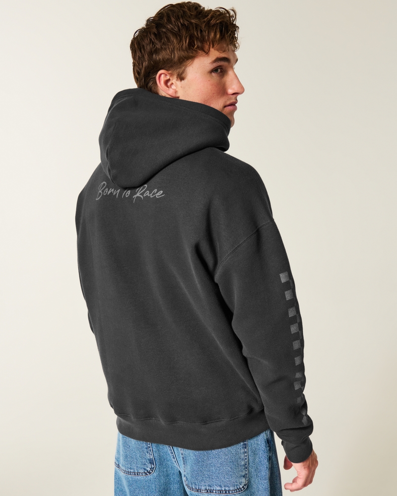 locker sitzender kapuzenpullover mit mclaren-muster und reißverschluss