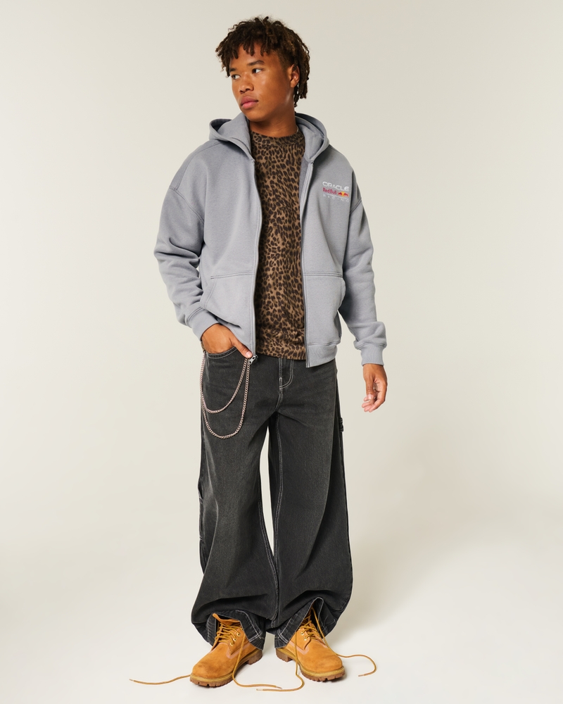 locker sitzender kapuzenpullover mit mclaren-muster und reißverschluss