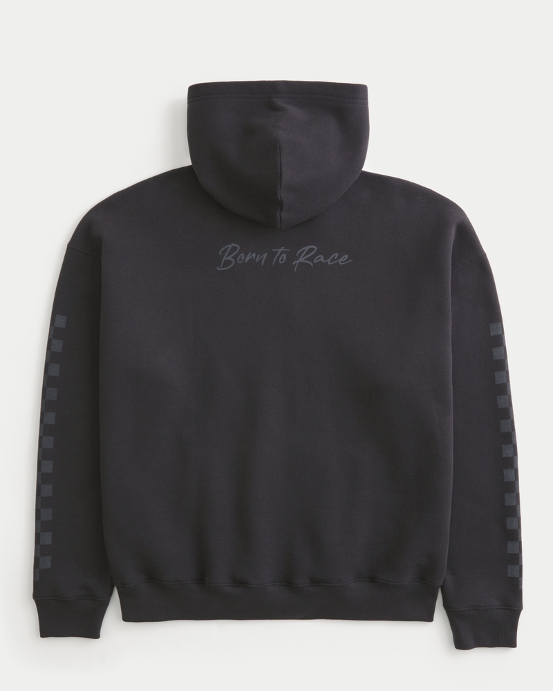 quadratischer kapuzenpullover mit reißverschluss und dem red bull racing logo in oracle bone script-schriftzug