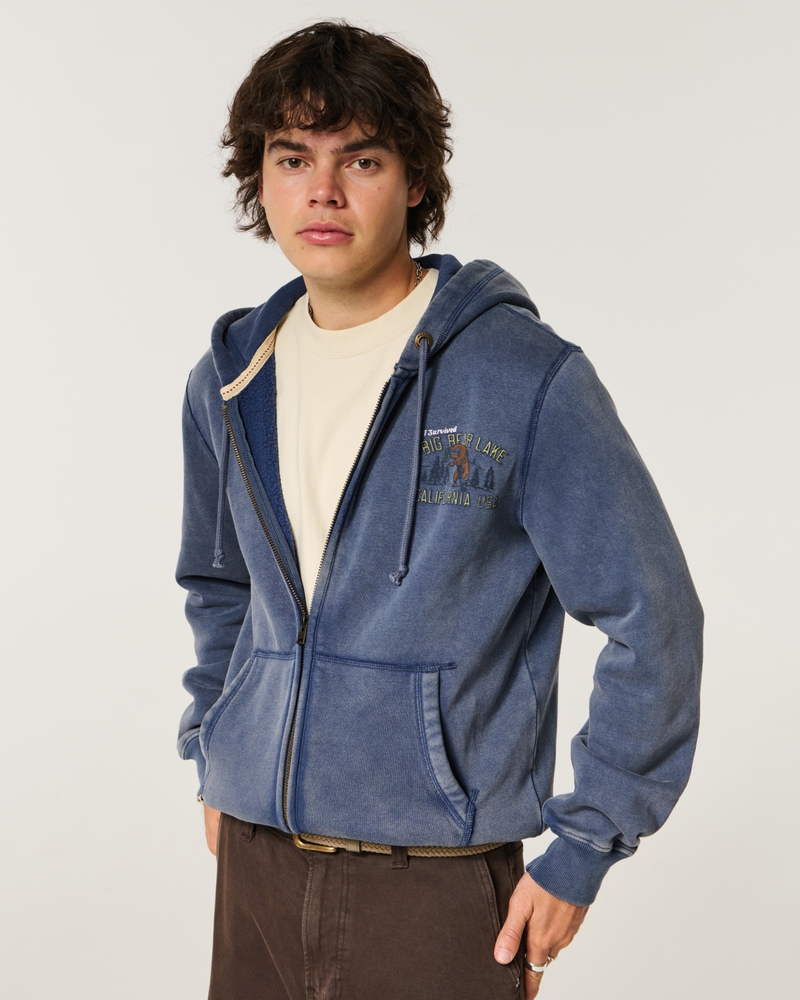 holiday vault limited edition big bear lake pattern zip-up hoodie