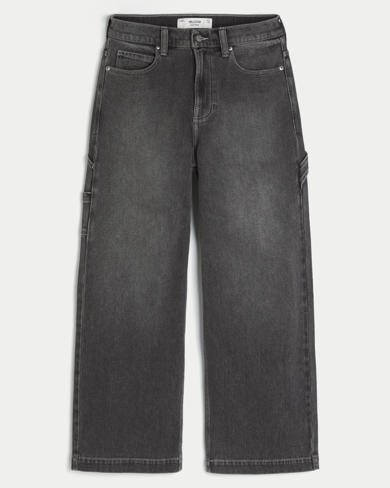 verwaschene schwarze super loose jeans