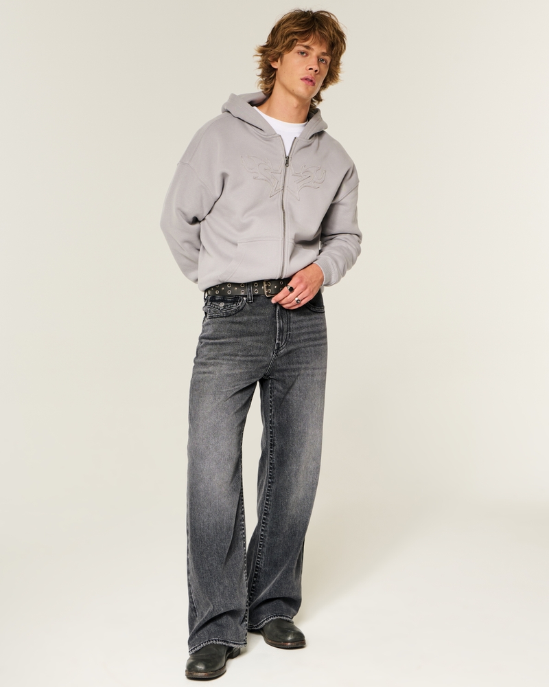 bootcut-jeans mit mittelblauer aufgesetzter tasche