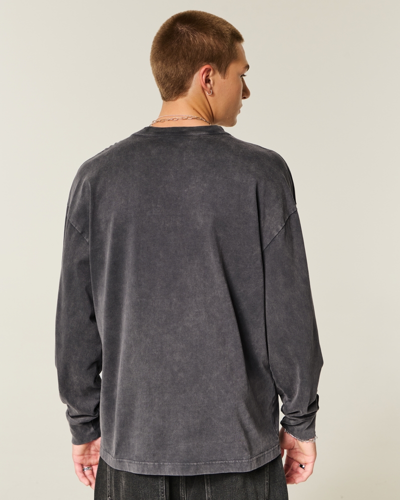 new york state grafik-t-shirt in quadratischer passform schweres langarmshirt