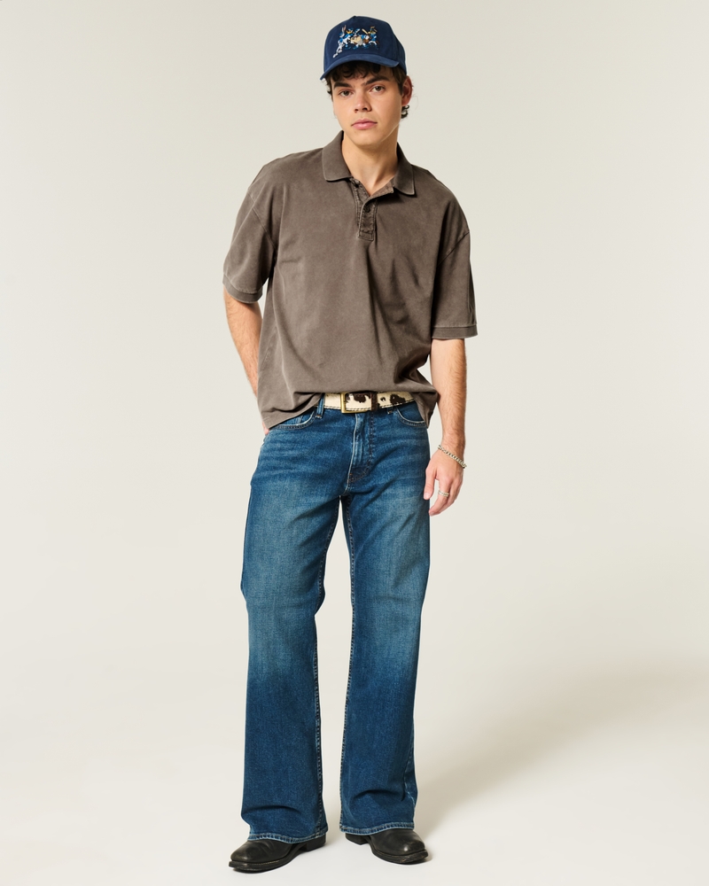 poloshirt mit quadratischem schnitt und kurzer waschung