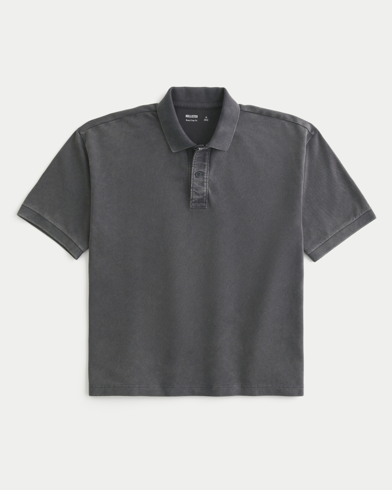 poloshirt mit quadratischem schnitt und kurzer waschung