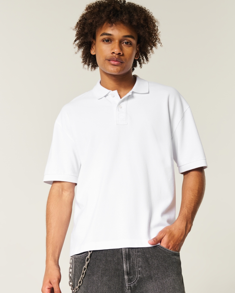 poloshirt mit quadratischem schnitt und kurzer waschung