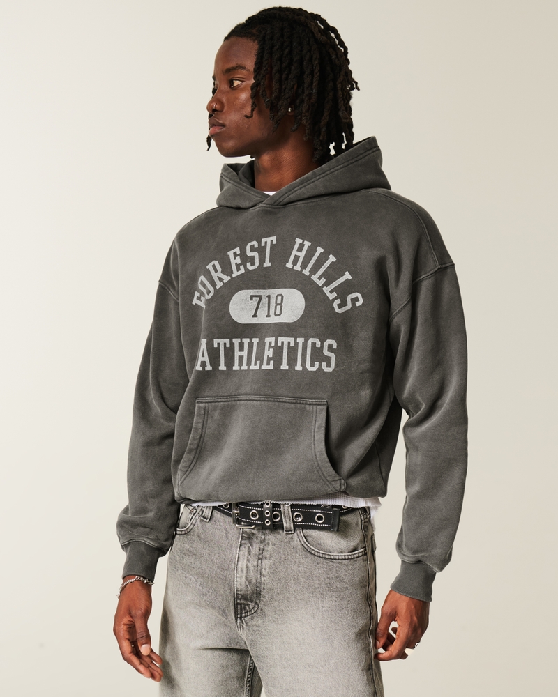 quadratisch geschnittener hoodie mit digitalmuster