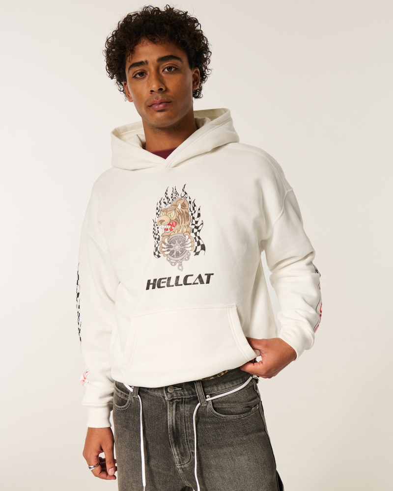 dodge challenger hoodie mit quadratischer passform