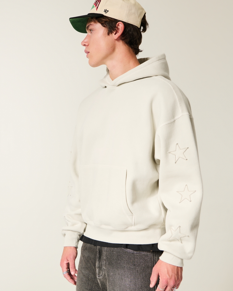 kapuzenpullover im taschenstil mit kordelzug und sternenapplikation