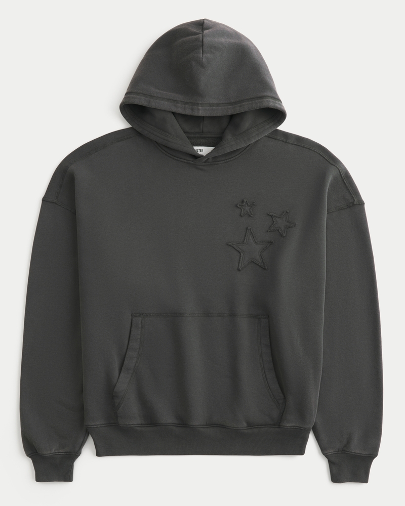 kapuzenpullover im taschenstil mit kordelzug und sternenapplikation