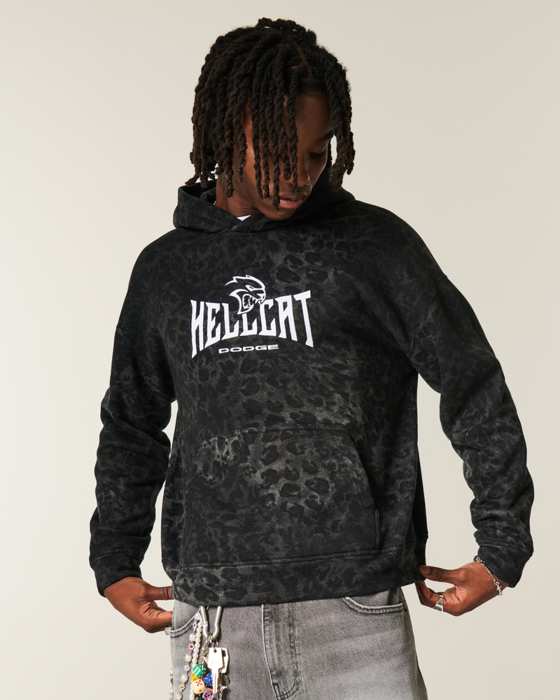 dodge hellcat-hoodie mit quadratischer passform