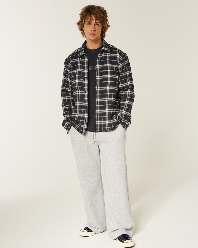 quadratisch geschnittenes warmes flanellgefüttertes hemd