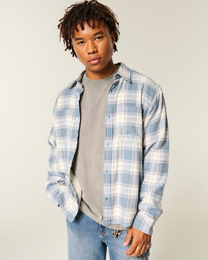 quadratisch geschnittenes warmes flanellgefüttertes hemd