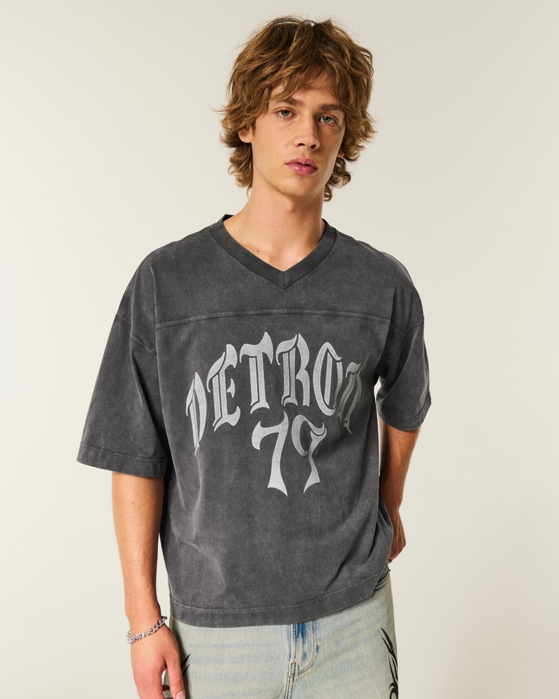 schweres locker sitzendes kurzes fußball-t-shirt im los-angeles-stil