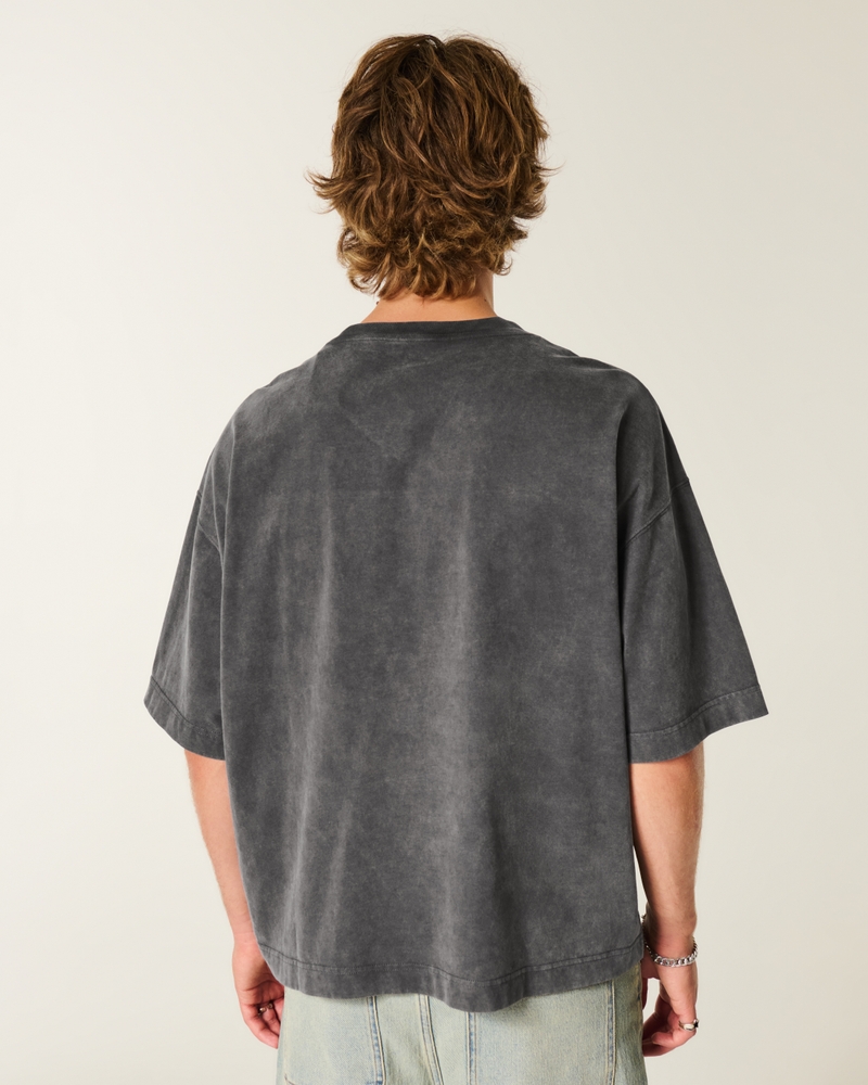 schweres kurzes fußball-t-shirt im detroit-stil mit baggy-effekt.